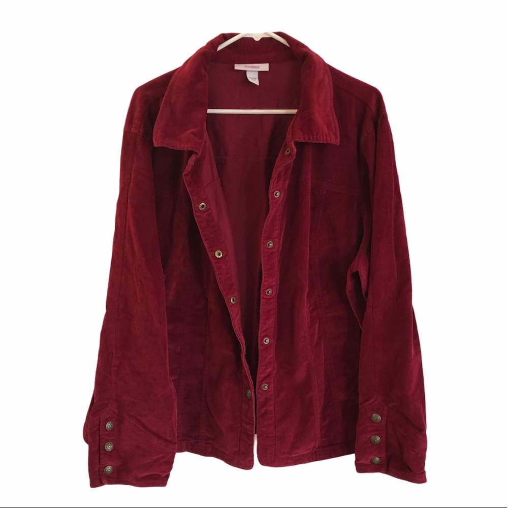Oversize Burgundy Corduroy Snap Front Jacket